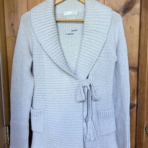 Odd Molly Beige Knit Cardigan with Tie Detail